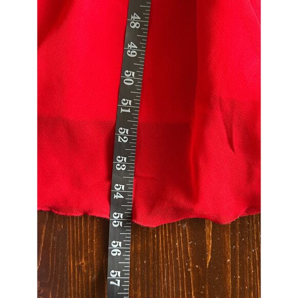 VTG Y2K 2010 Maxi Red Sheer Overlay Dress 12 Ruffle Bust Glam Holiday Party Prom - Picture 13 of 14